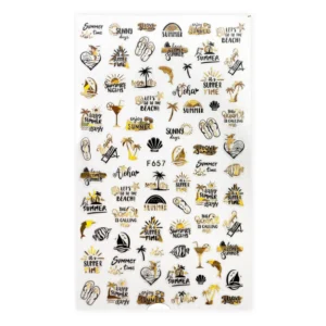 Nail Sticker F657 - Holo Gold and Black