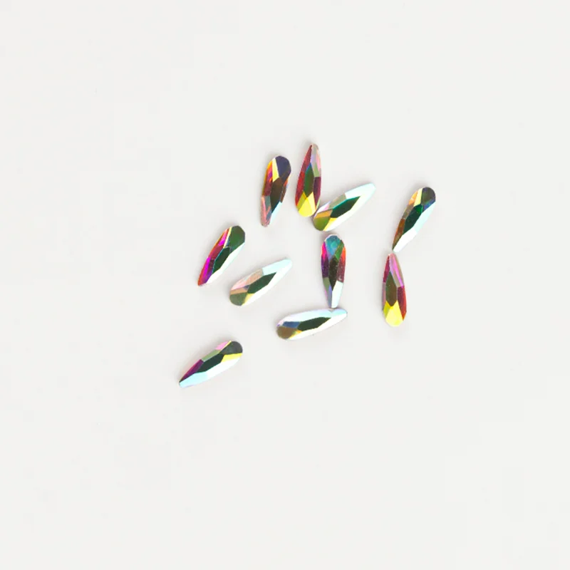 Rhinestone Shaped 10stk - Drop 2x6mm Clear AB